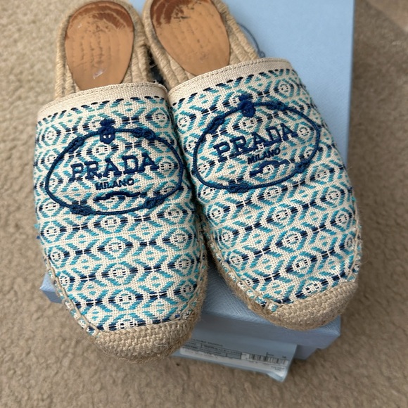 Prada Nastro Jacquard Logo Slip On Espadrille Mule - Picture 7 of 9